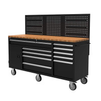 Mobile Werkbank mit Lochwand und Arbeitsplatte (158 cm) 2