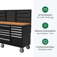 Mobile Werkbank mit Lochwand und Arbeitsplatte (158 cm) 4