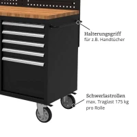 Mobile Werkbank mit Lochwand und Arbeitsplatte (158 cm) 6