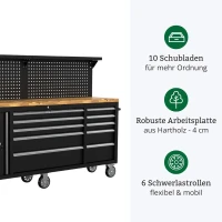 Mobile Werkbank mit Lochwand und Arbeitsplatte (214 cm) 3