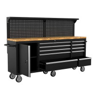 Mobile Werkbank mit Lochwand und Arbeitsplatte (214 cm) 4