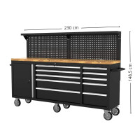 Mobile Werkbank mit Lochwand und Arbeitsplatte (214 cm) 5