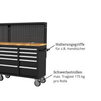 Mobile Werkbank mit Lochwand und Arbeitsplatte (214 cm) 6
