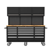 Mobile Werkbank mit Lochwand, Oberschränken und Arbeits