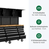 Mobile Werkbank mit Lochwand, Oberschränken und Arbeits